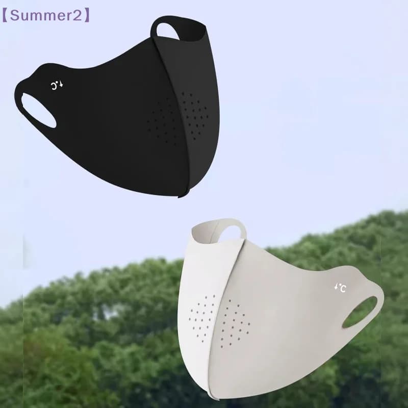 【Xia2】Maschera protettiva 3D traspirante per il viso, protezione solare completa, unisex, estiva, sottile, in seta ghiacciata, per esterni, anti-UV, rinfrescante {S}