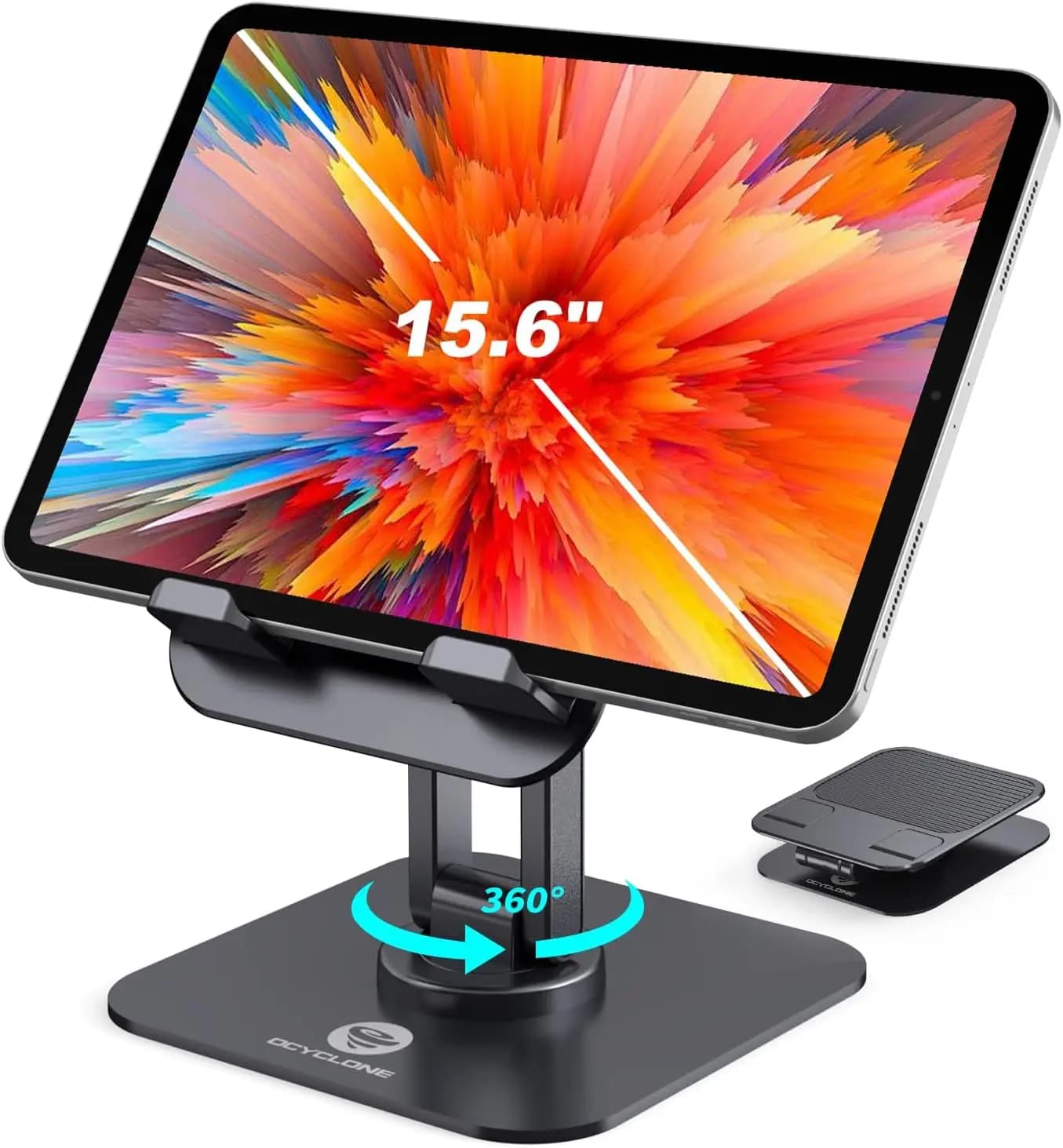 IPad Stand, 360° Rotating Adjustable Foldable IPad Tablet Stand Holder for Desk Compatible with Kindle Tablet IPad 4" - 15.6" Portable Monitor Stand, Black