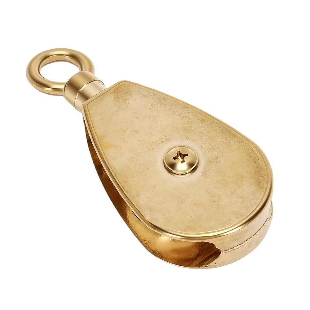 Durable 38mm Pulley Swivel Hook Pulley Fits 3/8 Inch Rope Heavy Duty Marine Pulley Brass Lifting Rope Pulley Rope Rigging
