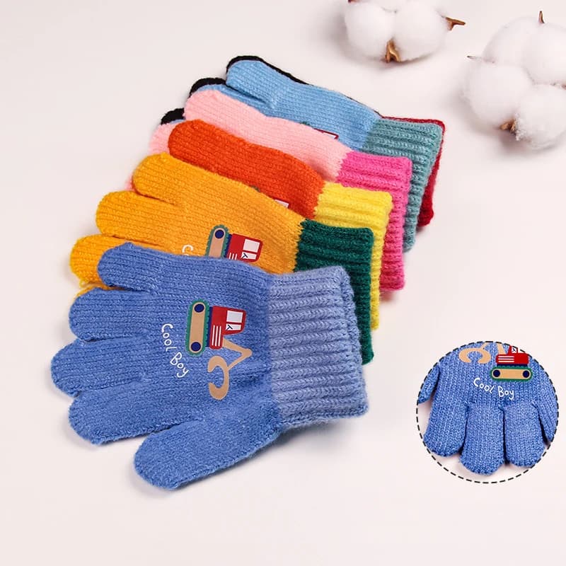 Guanti da ciclismo per bambini simpatici cartoni animati Guanti da ciclismo per bambini anti-freddo 2-4 anni Ragazzo Ragazza Scaldamani invernale Guanti con dita intere per bambini