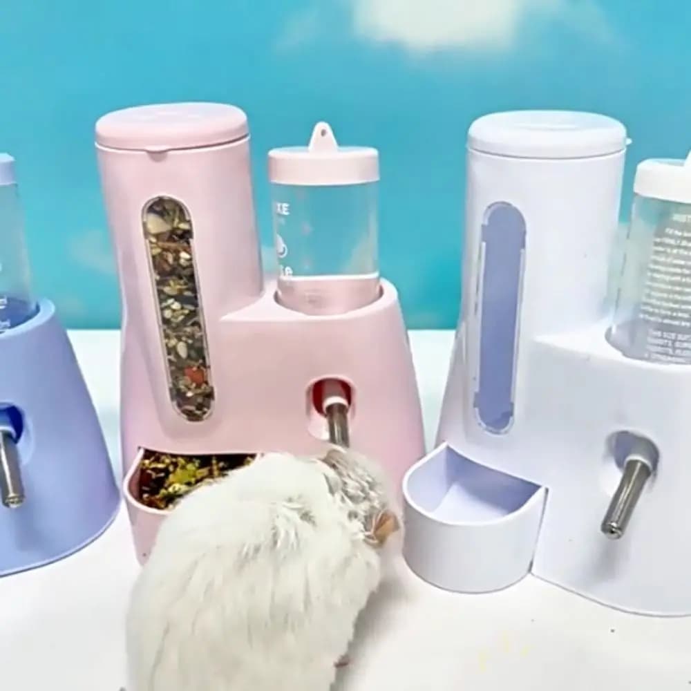 2-in-1 Hamster Automatic Water Removable Easy To Clean Feeding Water Dispenser Large Capacity Golden Bear Food Bowl Pet Supplies