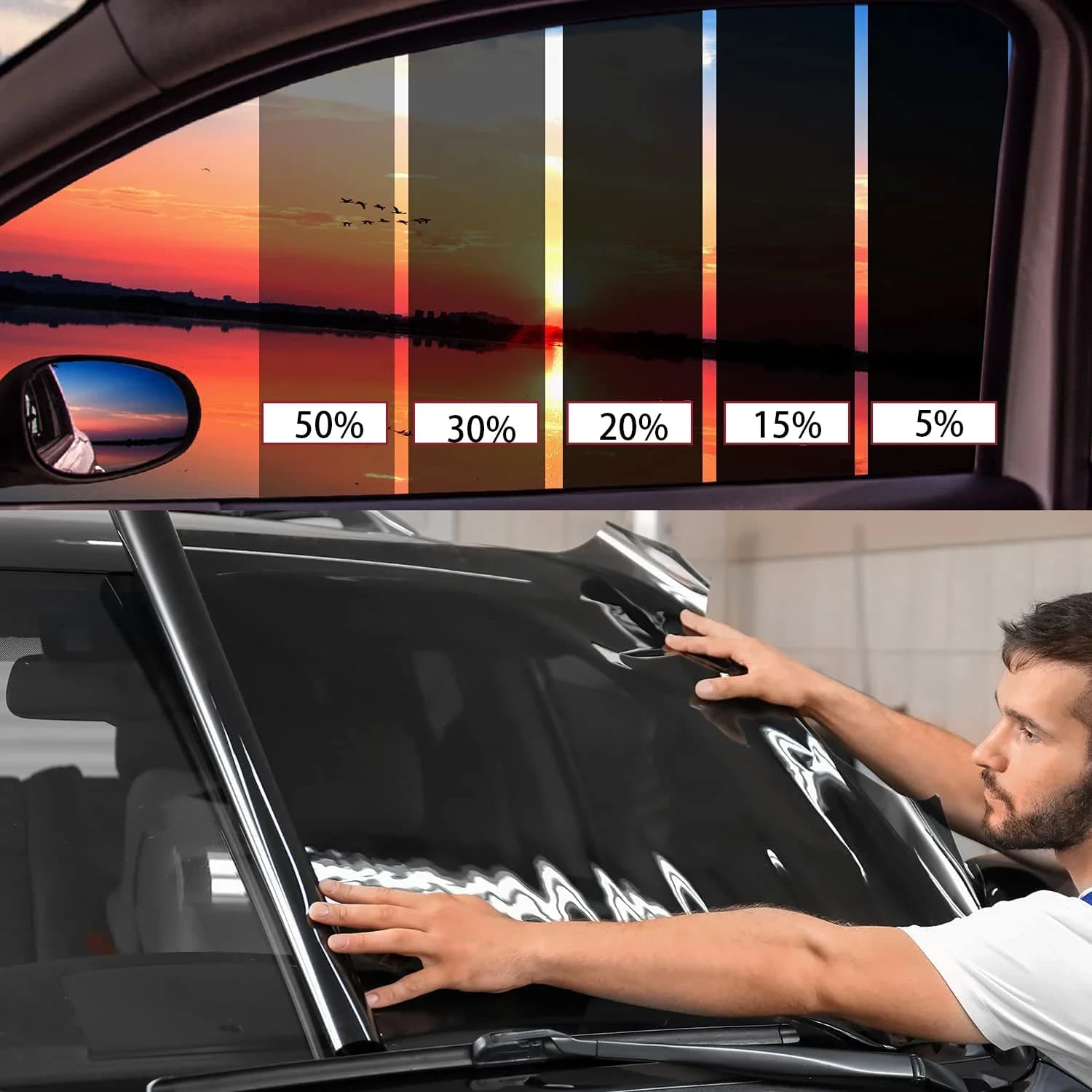 Pellicola per vetri per auto Privacy Ombra per auto Parabrezza anteriore Blocco termico e UV Pellicola per vetri oscurante Parabrezza per auto per auto Parasole