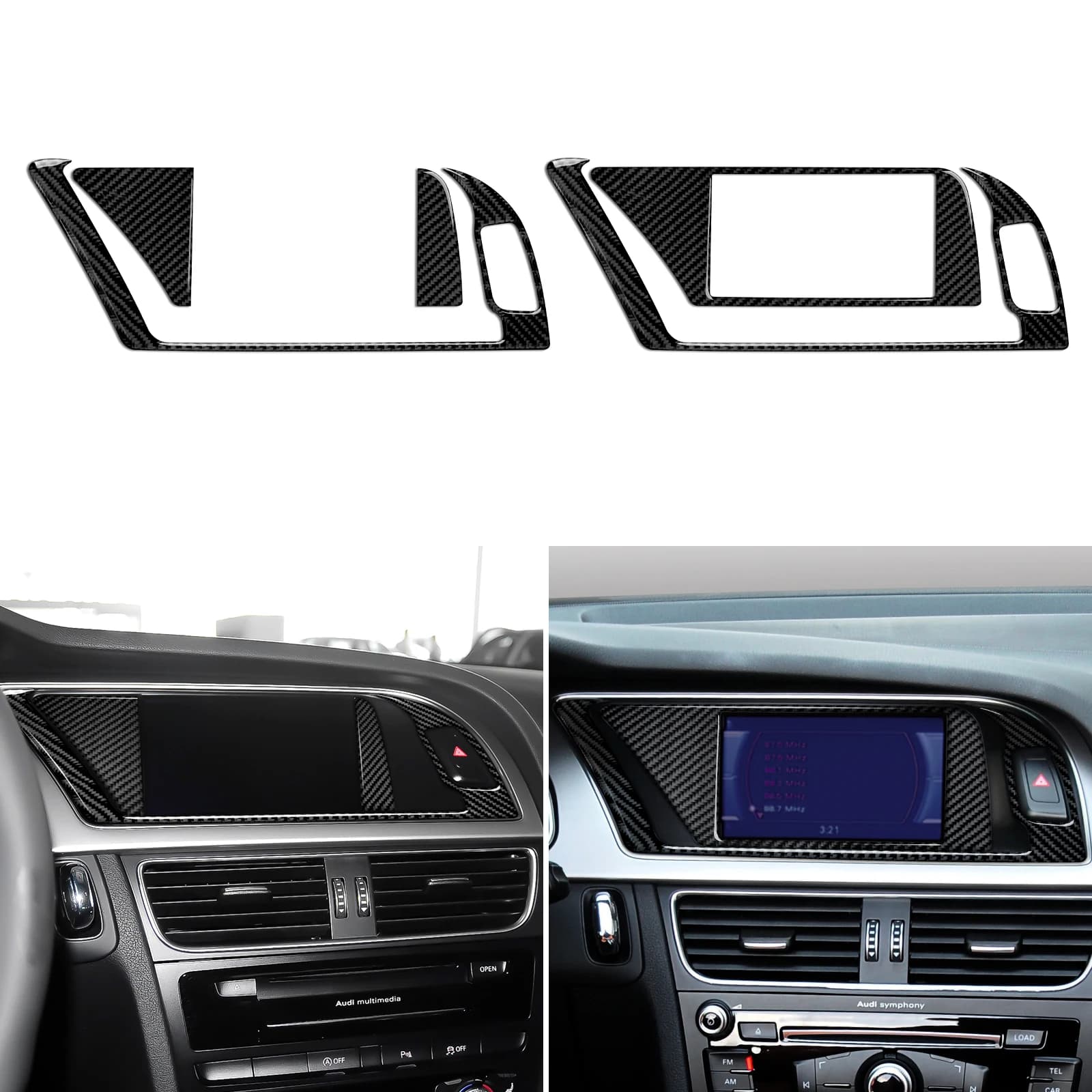 Per Audi A4 S4 RS4 A5 S5 RS5 (2007-2016) Pannello dello schermo di navigazione della console centrale per auto, adesivi interni in fibra di carbonio