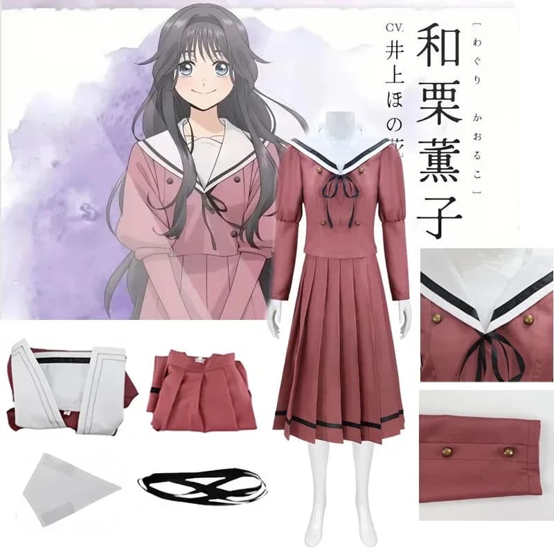 Anime The Fragrant Flower Blooms with Dignity Kaoruko Waguri Cosplay Costume Red JK Skirt School Uniform for Women Girls Costume
