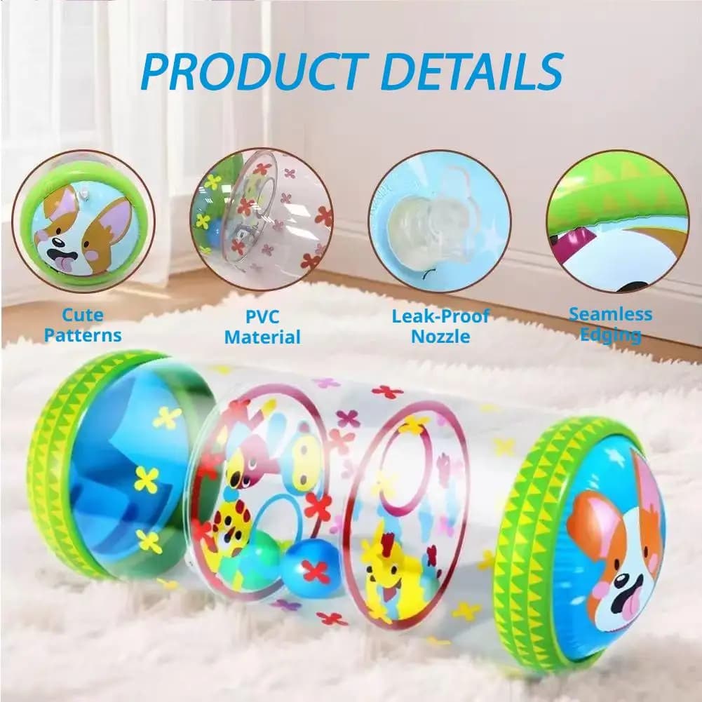 Inflatable Baby Crawling Roller Toy With Rattle And Ball PVC Early Development Infant Crawling Toys For 6-8Months 1 2 3 Year Old