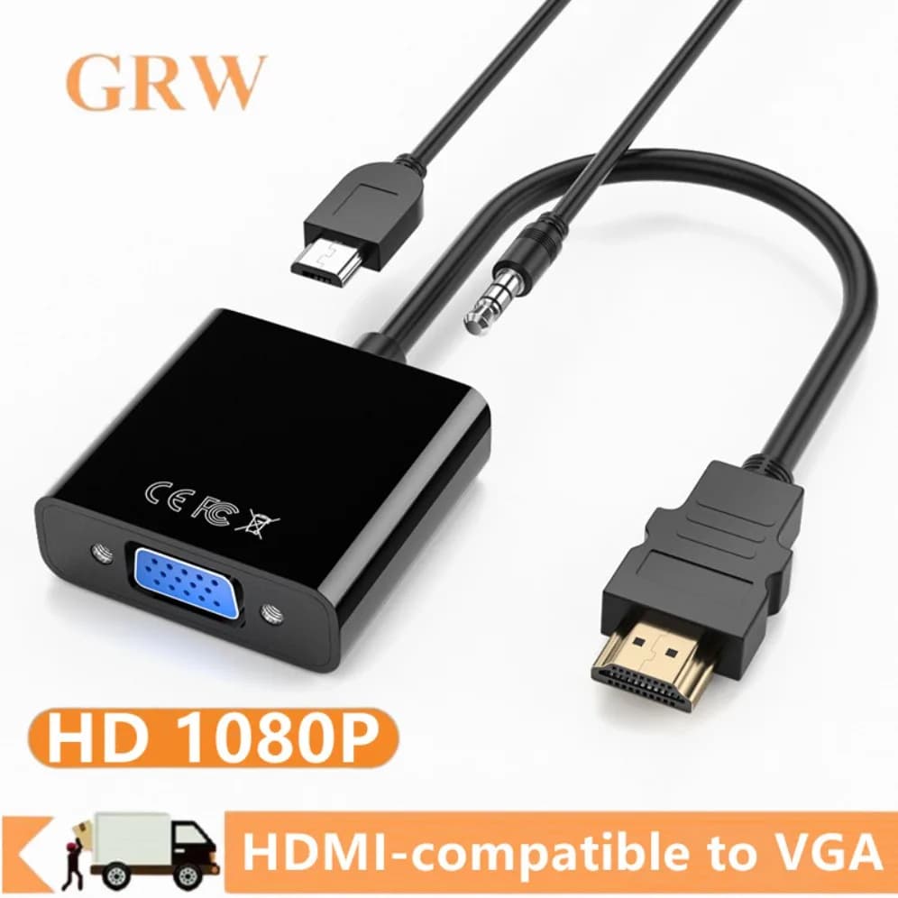 HDMI-VGA 1080P compatible adapter cable with 3.5 mm audio jack USB power port converter for PS4/3 portable PC TV box