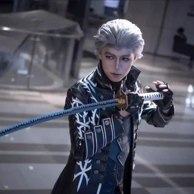 Game DMC Vergil Cosplay Costume Nelo Windbreaker Uniform Dress Up Halloween Carnival Costume for Men Comic Con