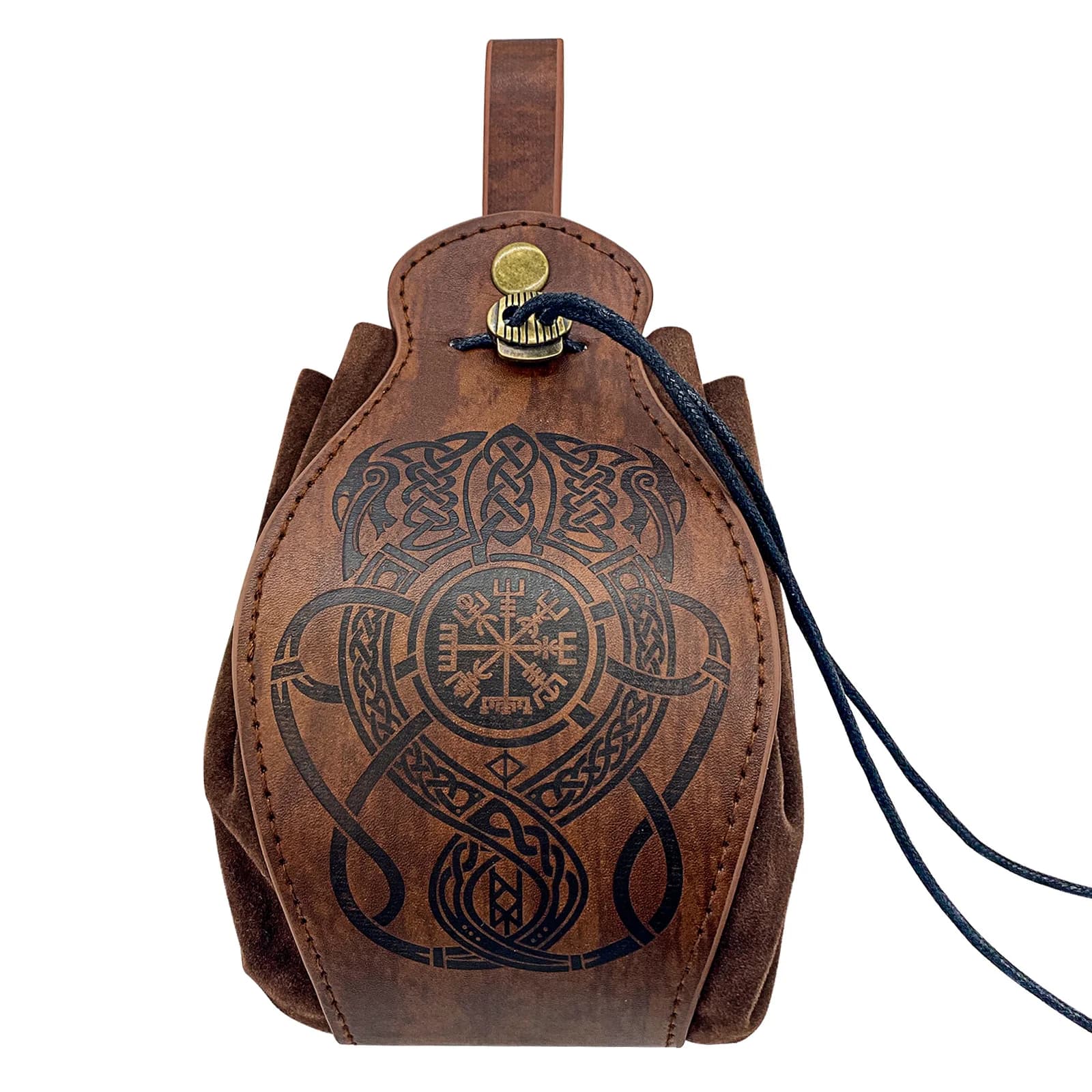 Borsa da appendere con cintura Borsa per monete con coulisse in pelle per soldi medievali Cosplay Costume vichingo Puntelli Portafoglio totem drago fenice lupo