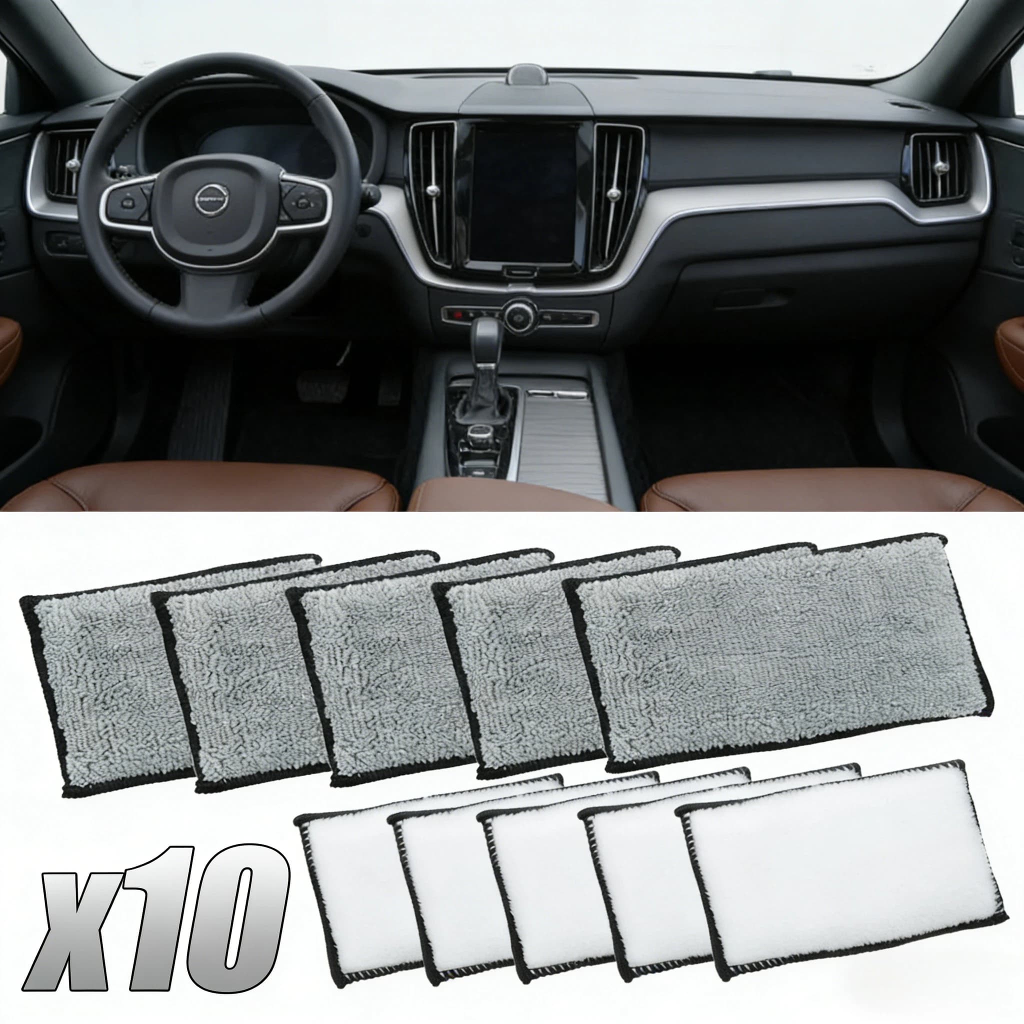 Set di 10 Spugne Morbide in Microfibra a Doppio Lato, Multifunzionali per Lavaggio Auto e Pulizia Interni in Pelle