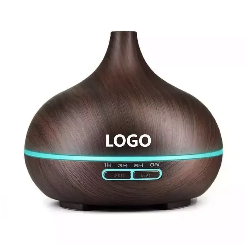 Logo personalizzato 500ML Umidificatore ad ultrasuoni Aroma Venature del legno RGB Luce Diffusore di oli essenziali per auto Famiglie Plastica elettrica
