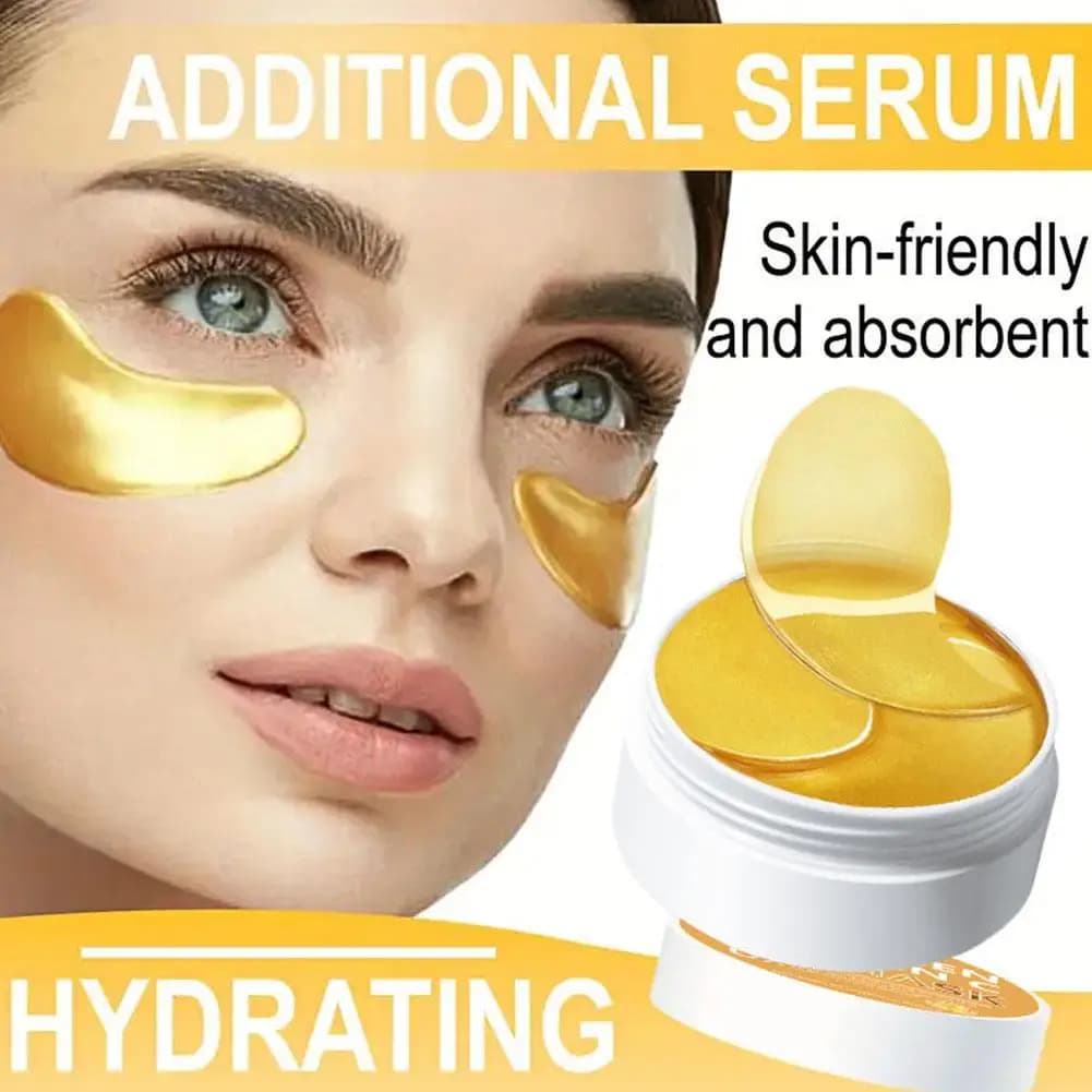 Collagen Vitamin Eye Mask 60pcs with Extra Serum - Skin-Friendly & Fast Absorbing, Deep Hydrating Care, 80g Jar