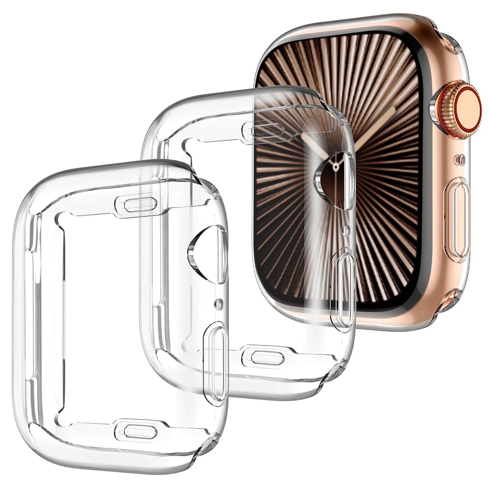 Copertura trasparente per custodia Apple Watch 45mm 41mm 44MM 40MM 42/46mm paraurti completo in TPU serie iwatch 9 8 10 7 SE 6 5 4 3 accessori