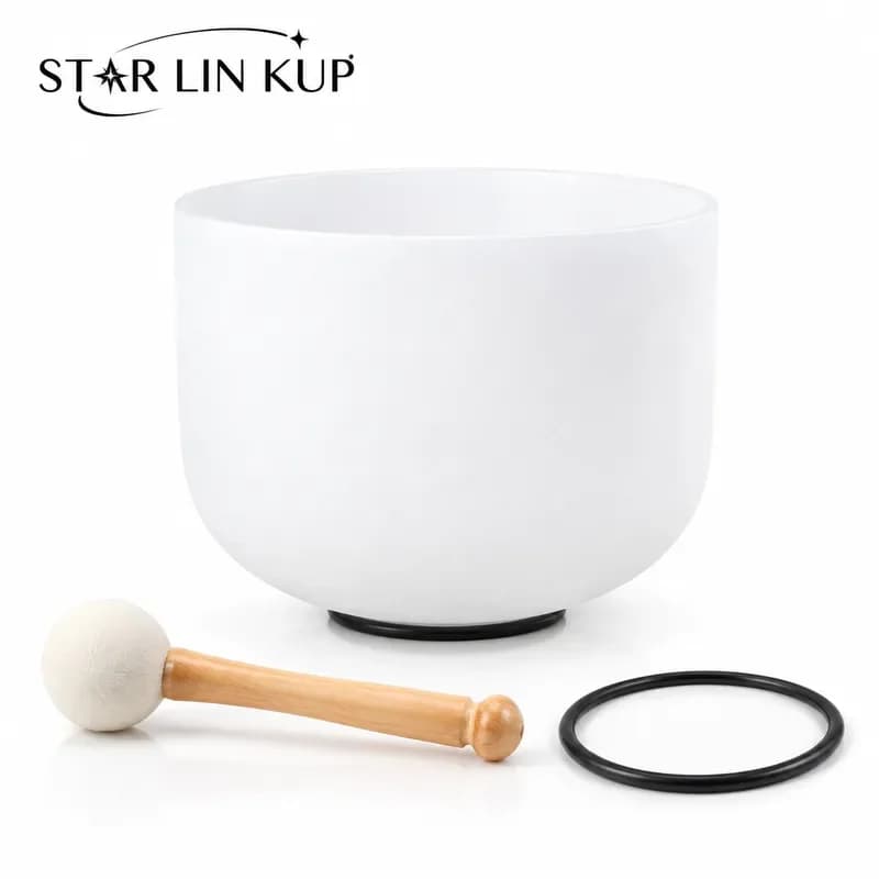 STAR LIN KUP 7 Inch White Frosted Quartz Crystal Singing Bowl C D E F G A B Note Sound Healing Therapy Meditation Chakra