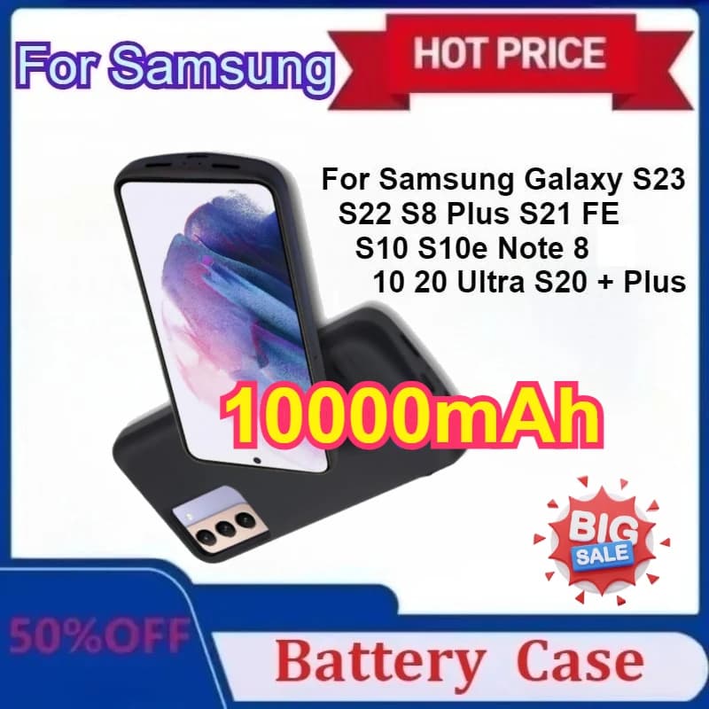 Nuova banca di potere da 10000 mAh per Samsung Galaxy S23 S22 Plus S21 FE S10 S10e Nota 8 9 10 20 Ultra S20 + Plus Custodia caricabatteria