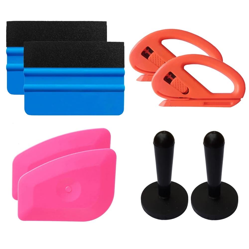 Kit Professionale per l'Installazione di Pellicole Oscuranti per Finestrini Auto con Raschietti in Gomma, Taglierina per Pellicole, Pinza e Magnete