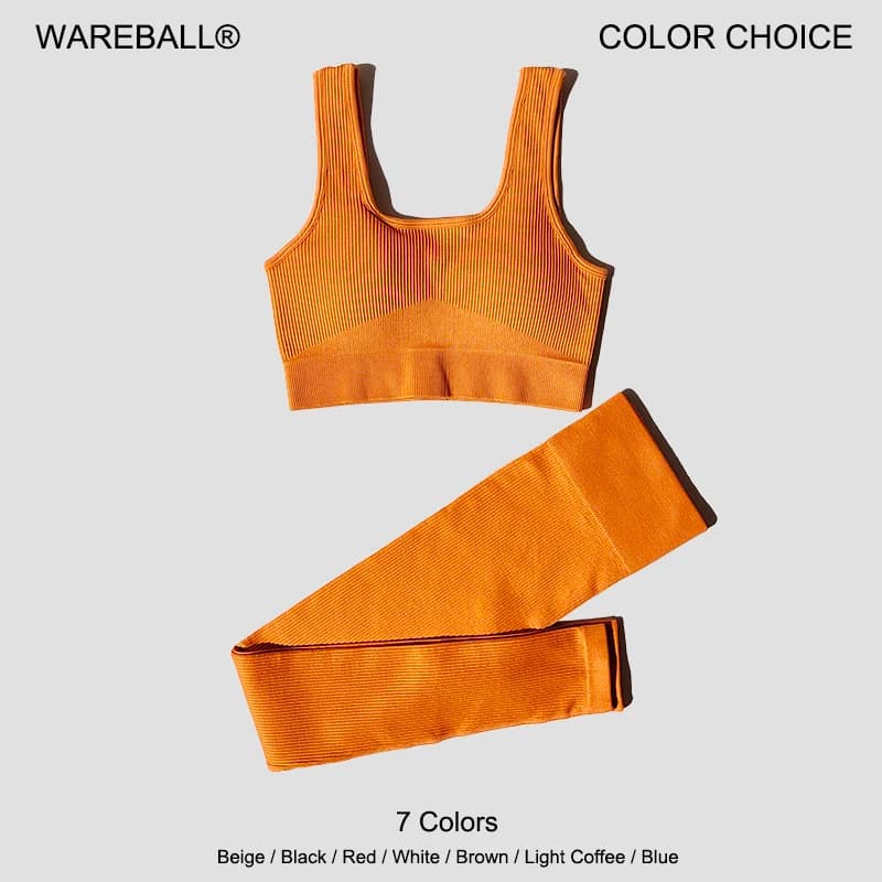 WAREBALL 2 pieces women sports set seamless yoga overall fitness leggings gym bra workout sports clothing sportswear gym clothing