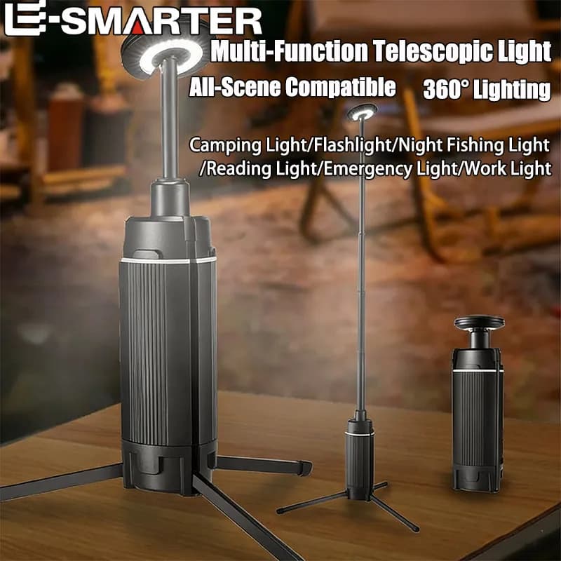 Lanterna da campeggio portatile lampada da lavoro telescopica a LED USB ricaricabile 2000LM tenda da pesca per barbecue all'aperto lampada di emergenza con treppiede