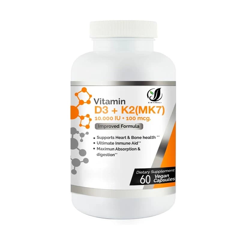 Integratore di vitamina D3 (10000 UI)+K2/MK7 (100 mcg), non OGM, formula ad alta efficienza
