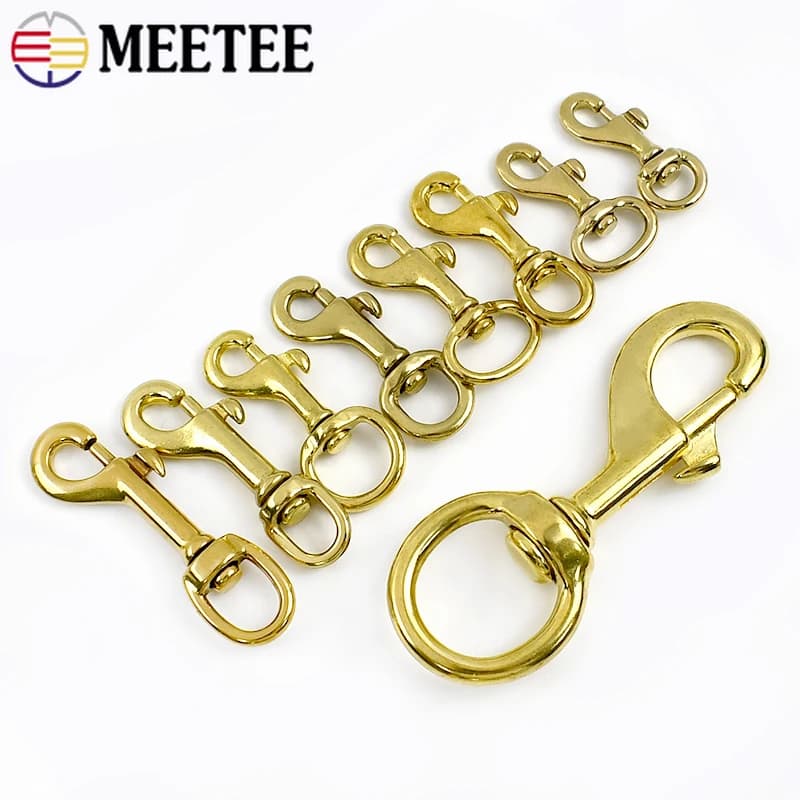 2 Pezzi Moschettone Girevole in Ottone da 10-30mm con Chiusura a Grilletto per Cinghie di Borse, Zaini, Portachiavi, Guinzagli per Animali Domestici - Accessori Hardware