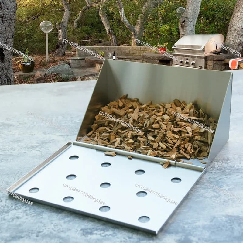Stainless Steel Smoker For Flavor Wood Chips Barbecue Accessories Tool 6.14'' V-Shape Short BBQ Smoker Box Gas Grill Smoker Box
