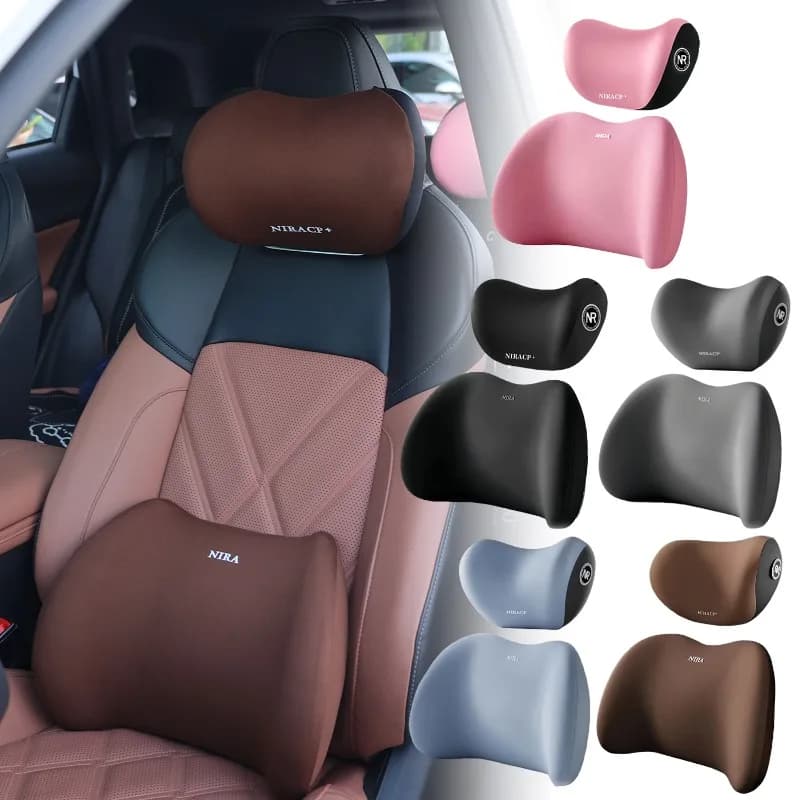 Set di cuscini per sedili in memory foam per auto, supporto per cuscino per il comfort di guida, poggiatesta e accessori per cuscini per il collo posteriore dell'auto lombare