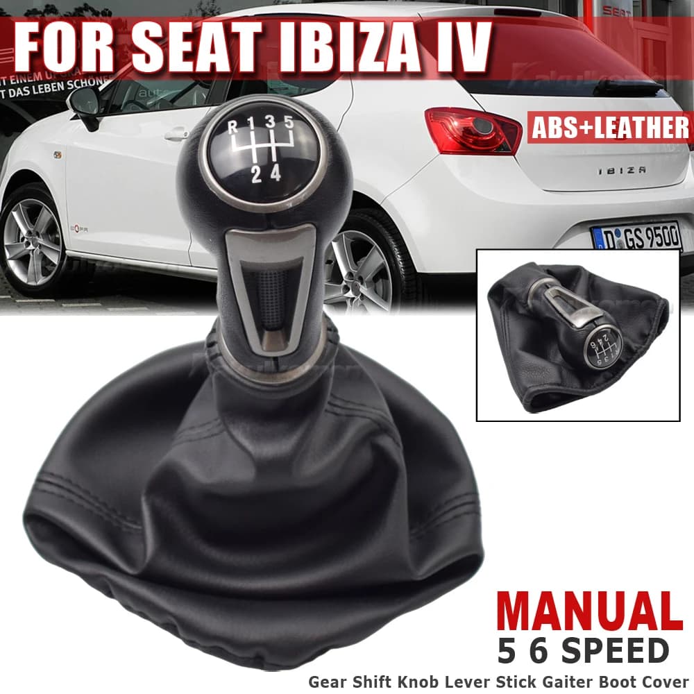 Gear knob for car lever of the stick ghetta leather collar shoes for SEAT IBIZA IV