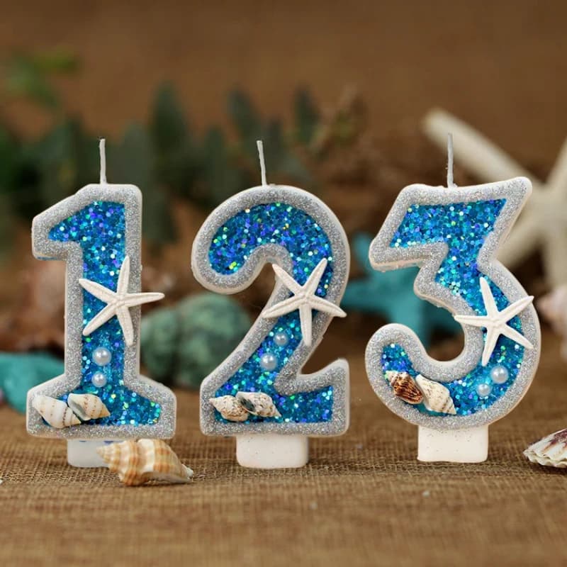 Happy Birthday Candles Star Navy, Candle With Blue Ocean Number, Birthday Decoration for Cakes, Candles For Baby Shower