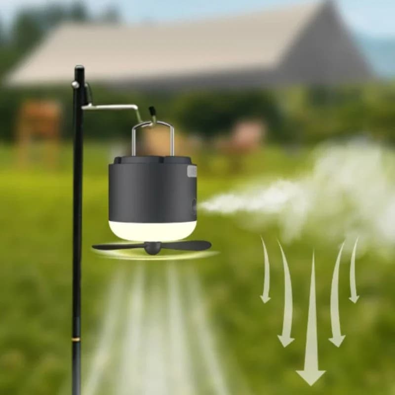 Ventilatore da Campeggio Ricaricabile Senza Fili con Luce LED, Ventilatore Portatile Multifunzione con Lampada Antizanzare