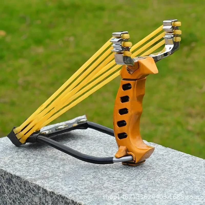 Con supporto per il polso Power Slingshot tradizionale metallo Big Oower caccia all'aperto fionda catapulta elastico