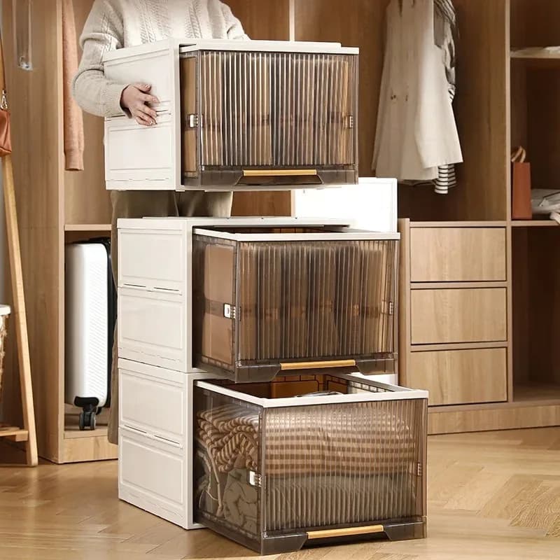 ‌Foldable Drawer Storage Box, Plastic Clothes Organizer - Collapsible Wardrobe Cabinet for Home, Closet & Dorm