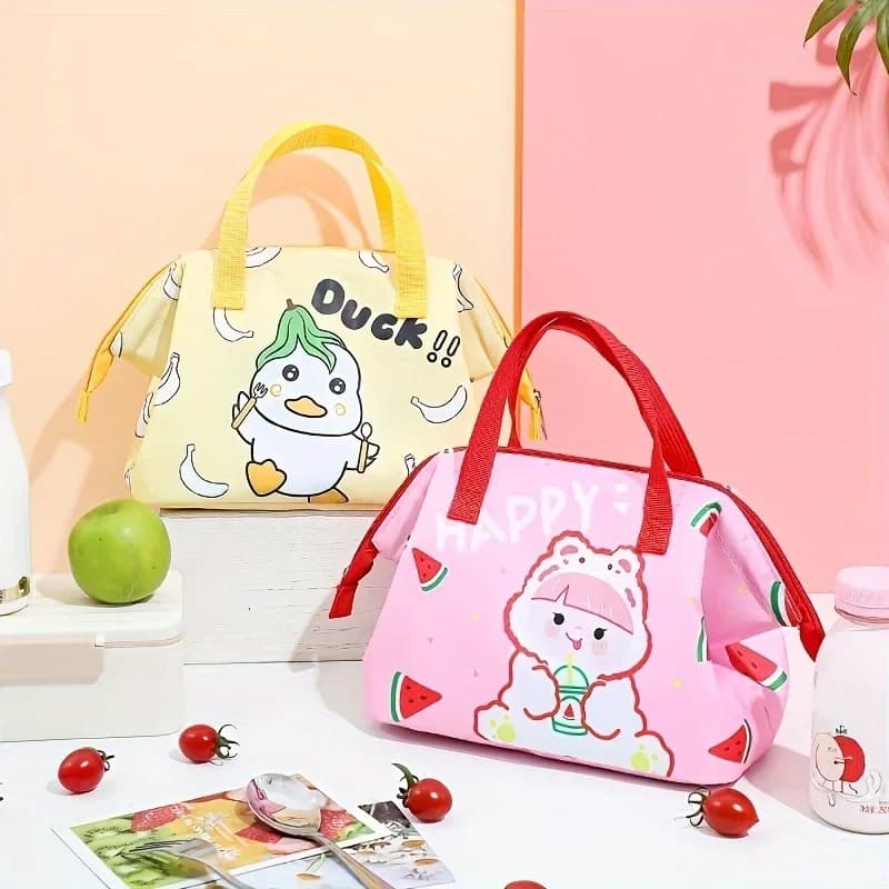Borsa isolante a bocca di rana carina borsa da esterno borsa da pranzo per cartoni animati per studenti Bento