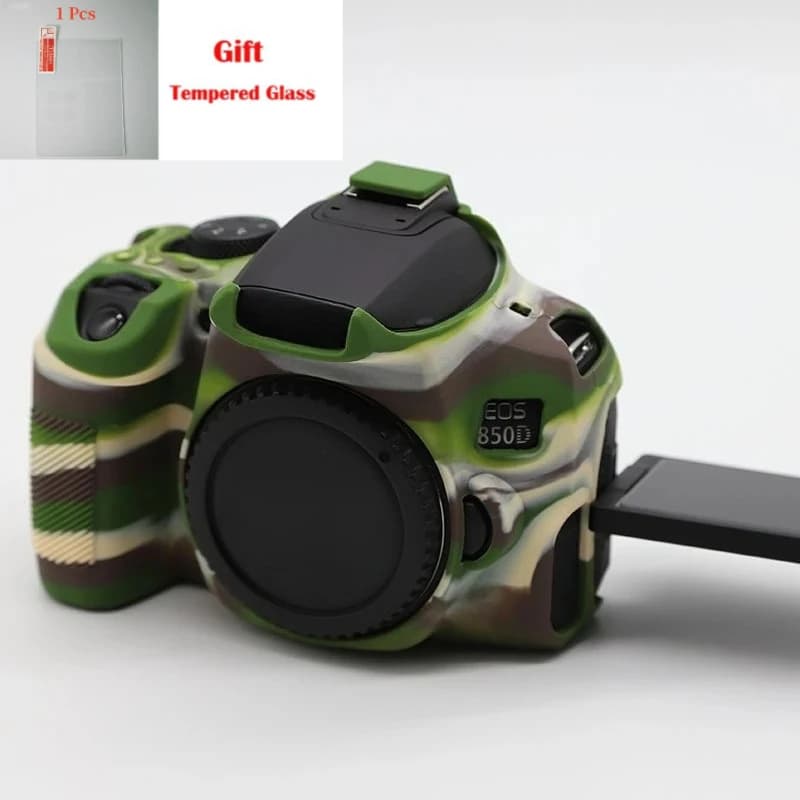 DSLR Camera Silicone bag For Canon EOS 850D Special protective cover Soft rubber case Waterproof cover+1PCS Free Tempered Film