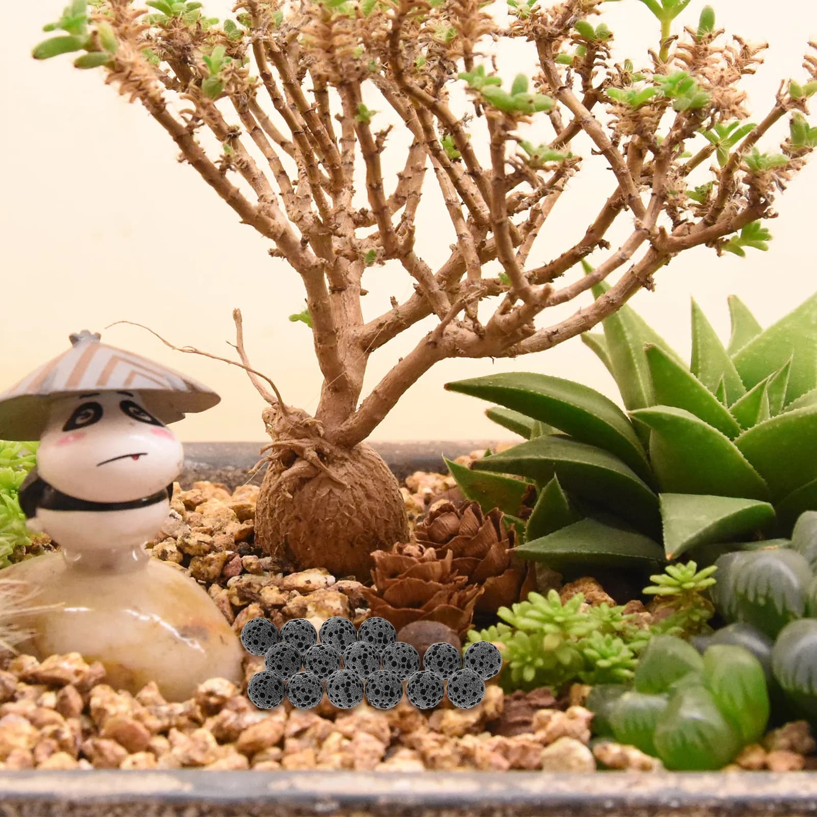 Confezione da 1: Perle di Pietra Vulcanica Nera Naturale, Pietre di Lava Rotonde, Riempitivi Decorativi per Vasi, Ornamenti per Diffusori di Aromi e Oli Essenziali