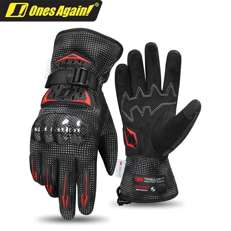 OnesAgain Guanti da moto invernali da uomo: Luvas con protezione lunga e anticaduta, impermeabili, antivento, caldi e anticaduta