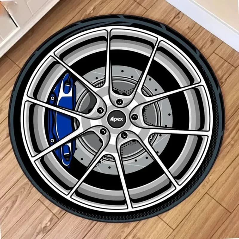Tappeto rotondo VIKAMA per auto, morbido e antiscivolo, per soggiorno e camera da letto, decorazione per la casa per appassionati di auto modificate