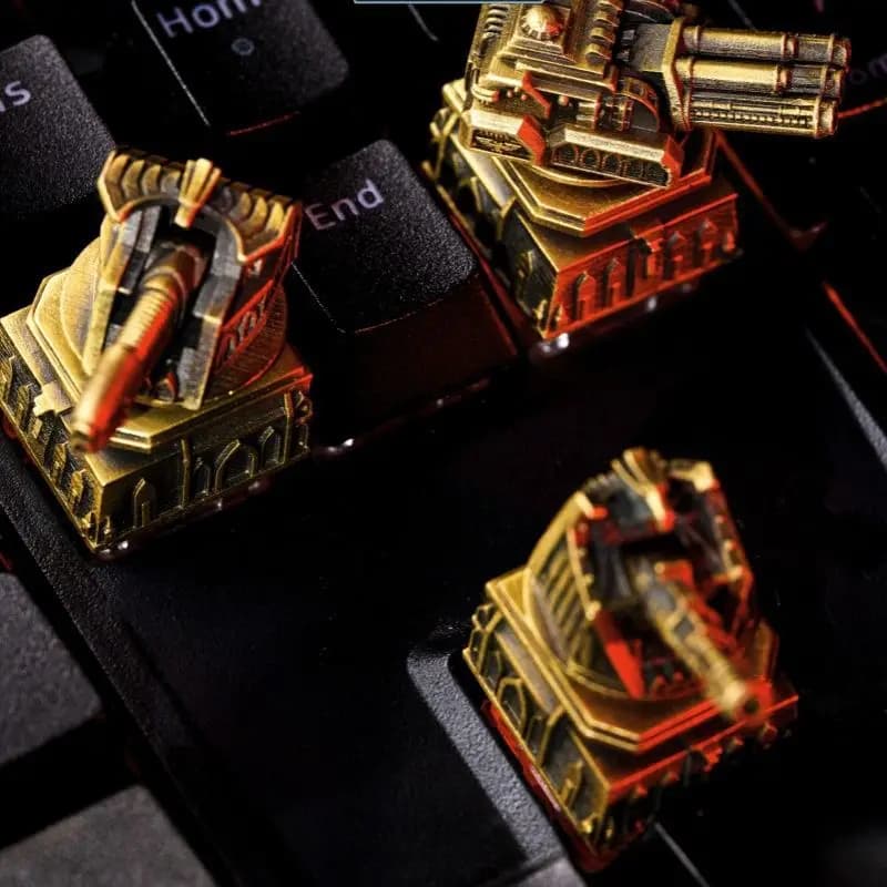 1.7cm*1.8cm Solid Copper Sci-Fi Eagle Totem Starship Cannon Metal Statue Collectible Ornament Cross Mechanical Keyboard Keycaps
