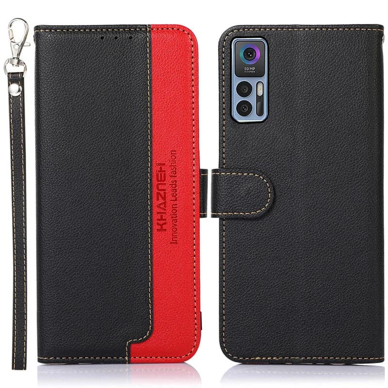 Custodia a portafoglio in pelle bicolore antiurto con slot per carte RFID per TCL Ion X 30 SE LE V 5G 30+ TCL30 30E 306 305
