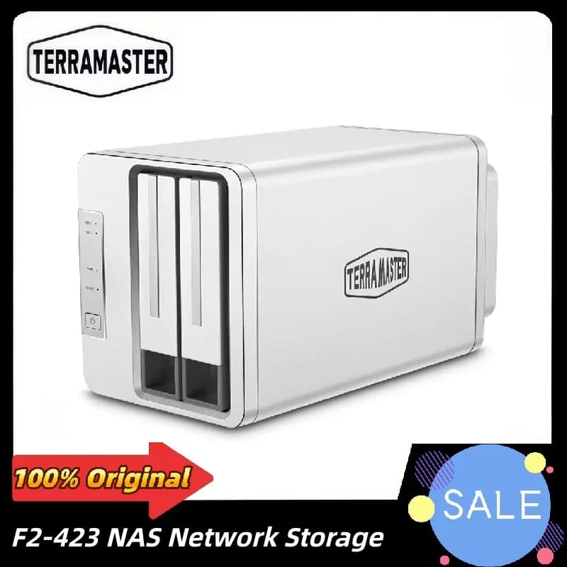 TERRAMASTER F2-423 CPU quad-core con archiviazione di rete NAS a 2 alloggiamenti, memoria DDR4 da 4 GB, porte 2x2,5 GbE, server NAS (senza disco)