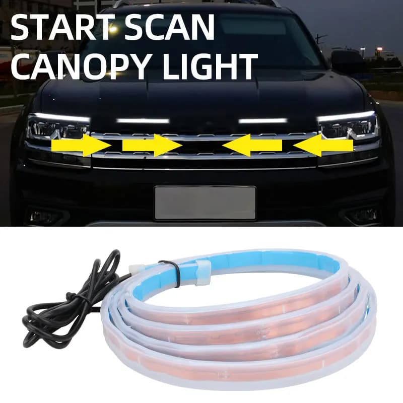 1.2M Dynamic LED Strip for Car Hood, Flexible Daylight, Motor Cover Decoration, Luminous Bar Flow Atmospheric