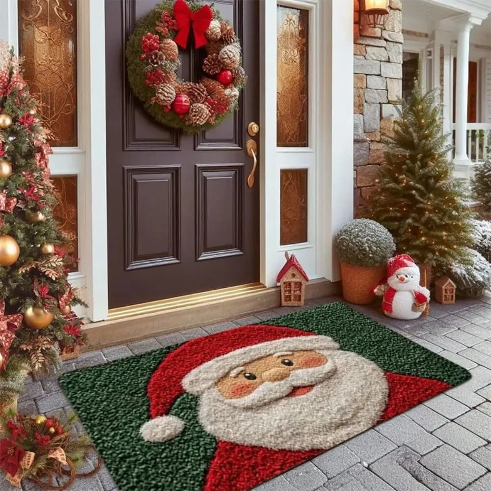Christmas Carpet Absorbing Water Gingerbread Omino Model Christmas Decorations Bathtub Foot Mat Design Santa Claus Home Decorations