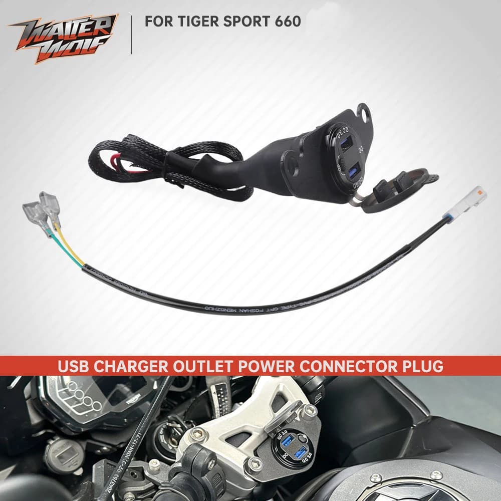 Moto Ausiliario QC Doppio USB Caricatore Presa di Alimentazione Connettore Per Tiger Sport 660 2022-2025 Spina del Cavo di Alimentazione di Ricarica Rapida
