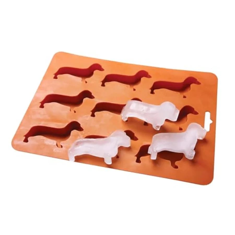 Stampi e vassoio per cubetti di ghiaccio in silicone per cani bassotto marrone