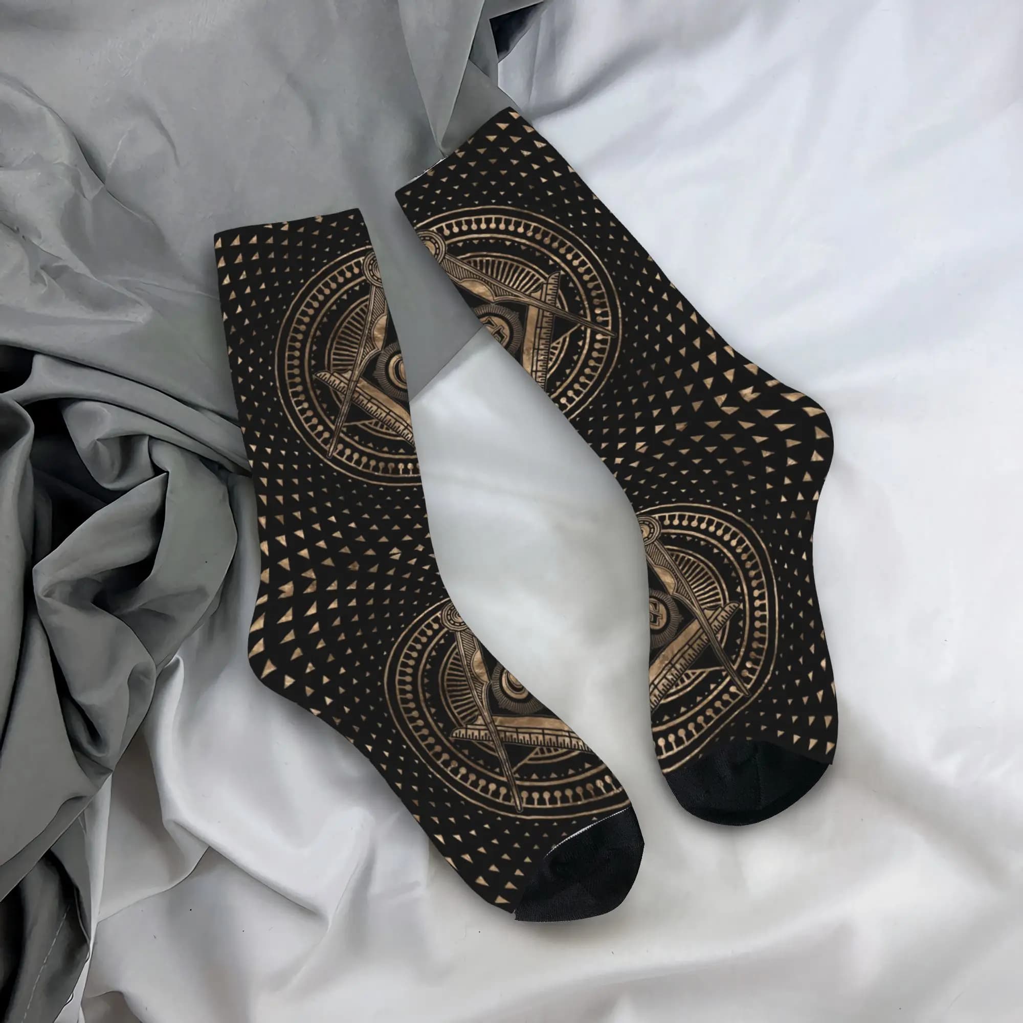 Calzini Personalizzati con Simboli Massonici per Uomo e Donna, Elastici per Estate, Autunno e Inverno