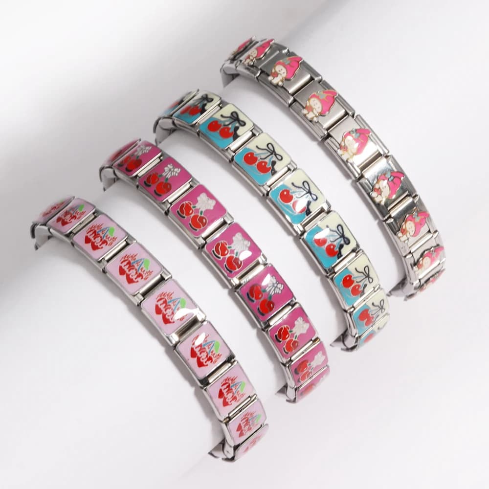 2025 Gioielli da donna 9mm Larghezza Itanlian Elastico Stella Cuore Farfalla Bracciale con ciondoli Bracciale in acciaio inossidabile di moda