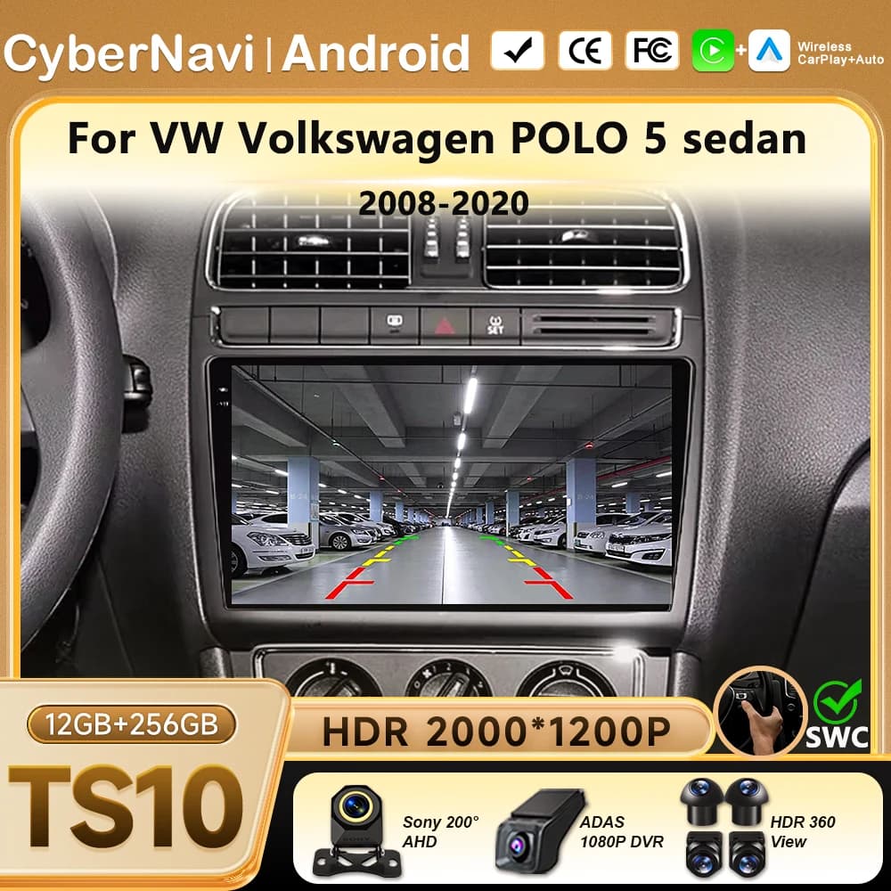 Wireless CarPlay Android Auto Car Radio For VW POLO 5 sedan 2008- 2020 GPS Navigation Auto Stereo Multimedia Player No 2din 5G