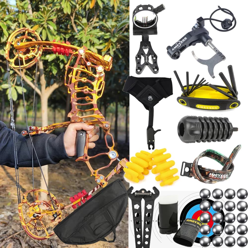 30-60lbs Shooting Steel Ball Bow Dual Use Compound Bow Arrow Ball Speed 420 FPS Archery Short Axis Hunting Target