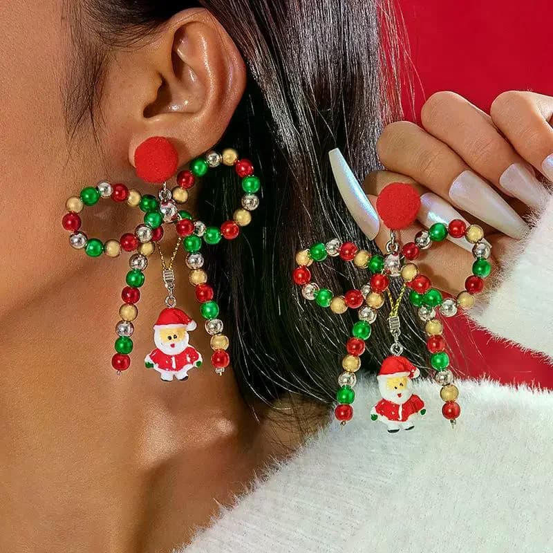 Orecchini con albero di stelle di perle barocche, estetica natalizia, regalo di Natale unico per le donne