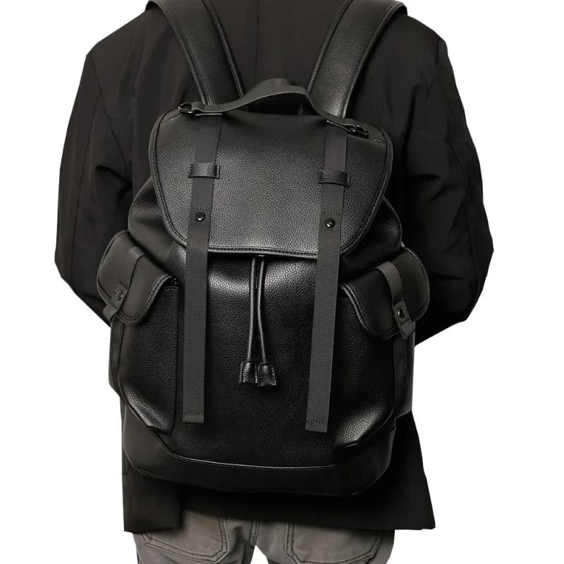 Nuovo Zaino alla Moda da Uomo, Borsa da Viaggio con Patta, Zaino per Laptop da 15 Pollici, Zaini di Lusso in Pelle PU, Borsa da Scuola per Studenti Maschi