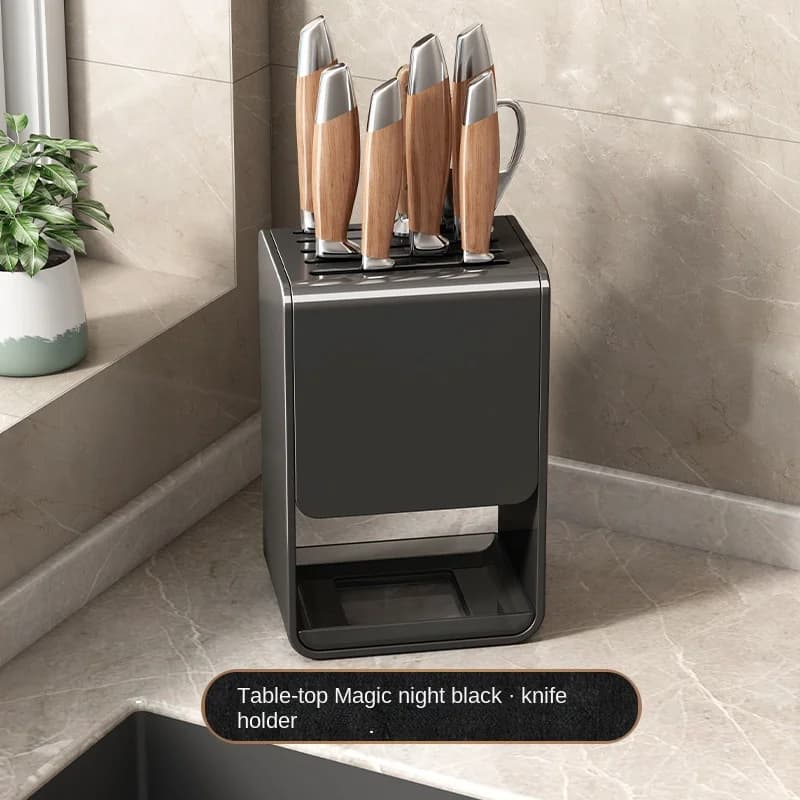 Multi-Function Knife Holder for Knives Stainless Steel Stand for Cutlery Utensil Inserted Block Storage Tank Kitchen Accessories