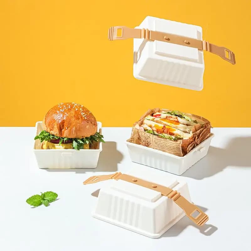 Scatole per il pranzo premium con cinghia robusta per panini e contenitori per alimenti per hamburger facili da impugnare per picnic natalizi Scatola portaoggetti da cucina
